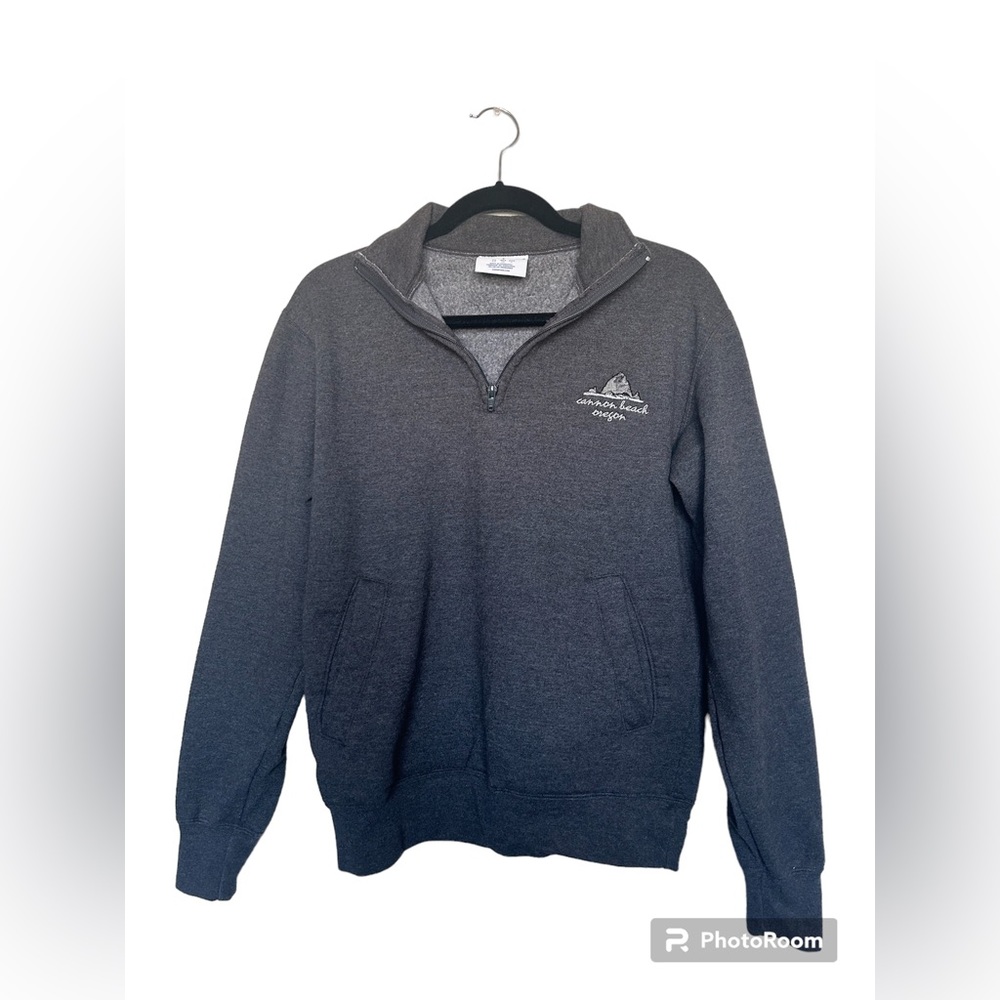 Grey Quarter Zip Jacket w/ Oregon Embroidery